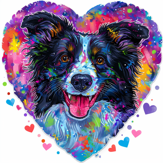 Border Collie Dog majestic Expressive surreal Vinyl Decal Sticker for Car, Laptop, Tumbler and more # F021861-4" x 4"