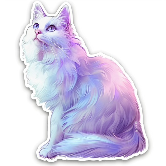 Adorable Turkish Angora Cat  Vinyl Decal Sticker for Car, Laptop, Tumbler and more # F020953-4" x 4"
