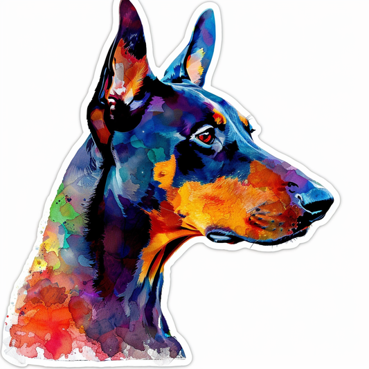 Sticker of a Doberman Pinscher Dog majestic Expressive surreal Vinyl Decal Sticker for Car, Laptop, Tumbler and more # F019214