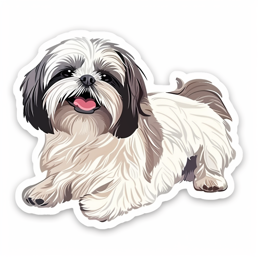 Adorable Shih Tzu Dog Expressive surreal Vinyl Decal Sticker for Car, Laptop, Tumbler and more # F018478