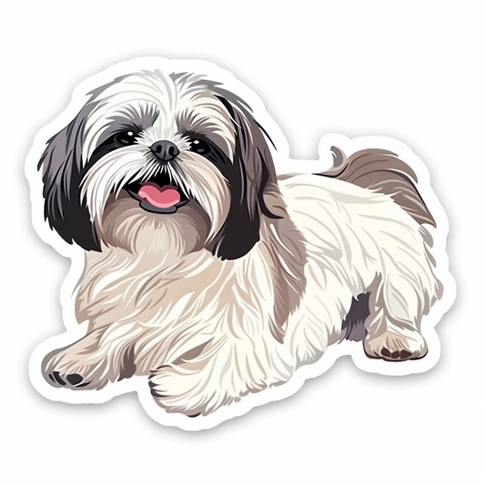 Adorable Shih Tzu Dog Expressive surreal Vinyl Decal Sticker for Car, Laptop, Tumbler and more # F018478