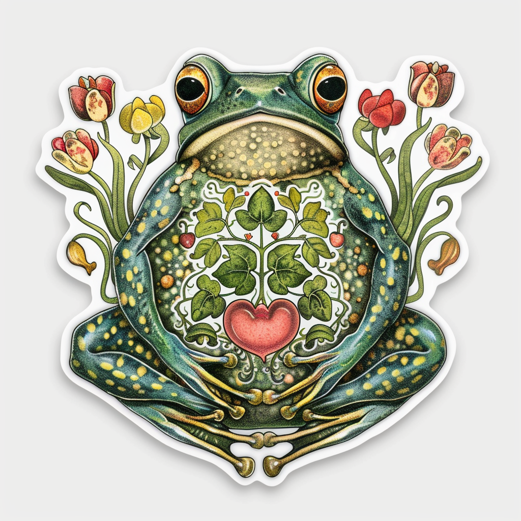 Sticker of a Frog majestic Expressive surreal Vinyl Decal Sticker for Car, Laptop, Tumbler and more # F016609