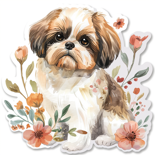 Adorable Shih Tzu Dog Expressive surreal Vinyl Decal Sticker for Car, Laptop, Tumbler and more # F018196