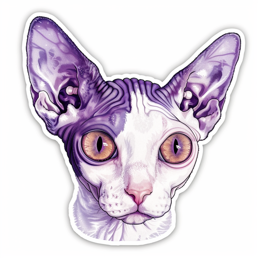 Adorable Cornish Rex Cat Expressive surreal Vinyl Decal Sticker for Car, Laptop, Tumbler and more # F021584-4" x 4"