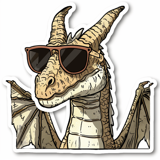 Dragon wearing sunglasses majestic Expressive surreal Vinyl Decal Sticker for Car, Laptop, Tumbler and more # F018951