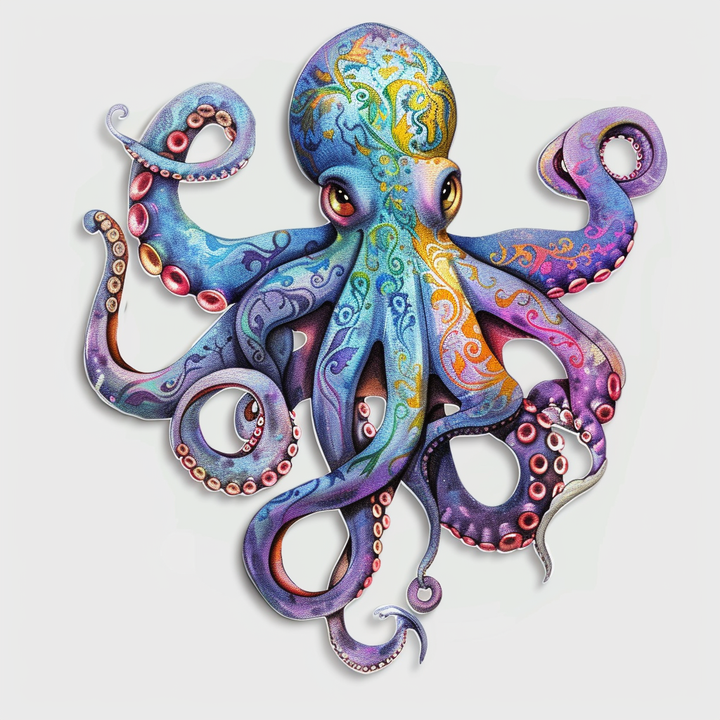 Sticker of a Octopus heartcore texture Expressive surreal Vinyl Decal Sticker for Car, Laptop, Tumbler and more # F015795