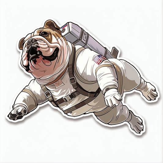 Bulldog Dog astronaut majestic Expressive surreal Vinyl Decal Sticker for Car, Laptop, Tumbler and more # F017324