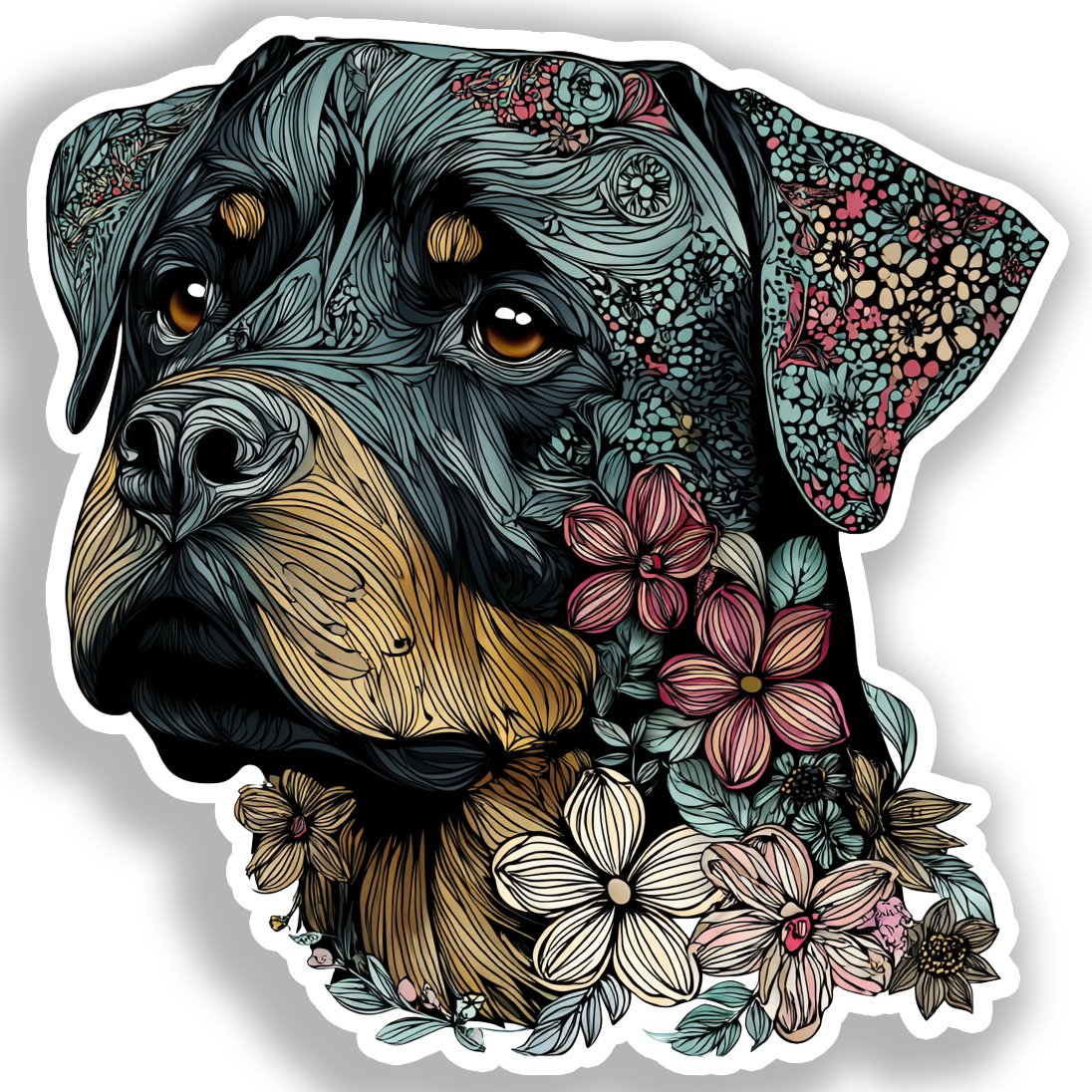 Rottweiler Dog Vinyl Decal Sticker for Car, Laptop, Tumbler and more # A018183-4" x 4"