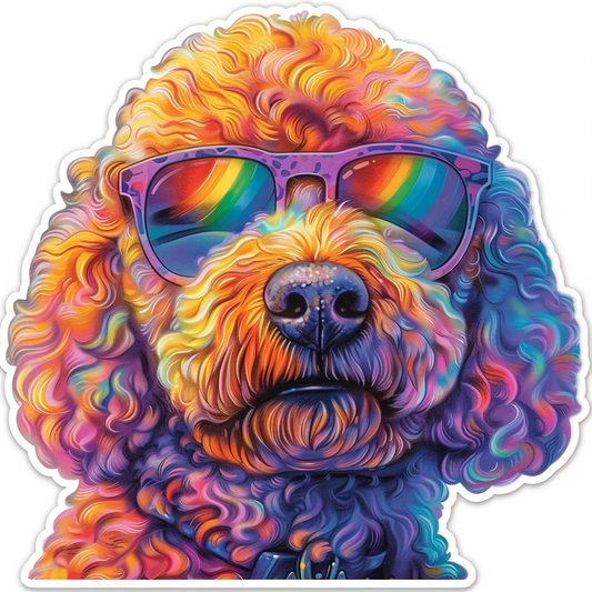 Poodle Dog wearing sunglasses Vinyl Decal Sticker for Car, Laptop, Tumbler and more # F012432