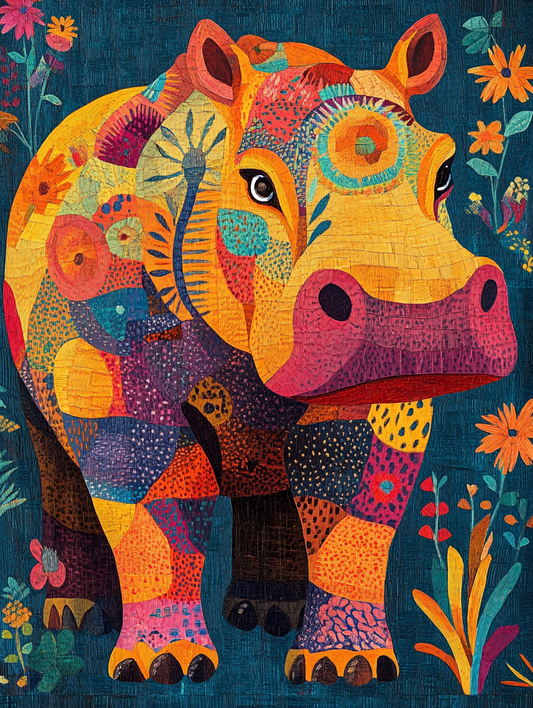 The silhouette of a Hippopotamus with an abstract Expressive surreal Poster # F024823