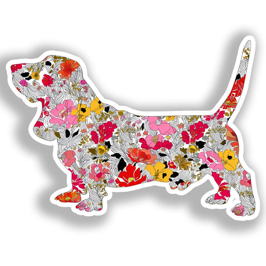 Basset Hound Dog Vinyl Decal Sticker for Car, Laptop, Tumbler and more # A018702-4" x 4"