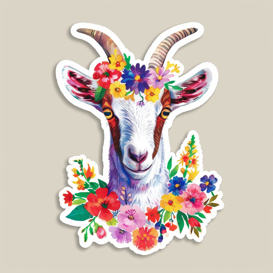 Goat majestic Expressive surreal Vinyl Decal Sticker for Car, Laptop, Tumbler and more # F020544-4" x 4"