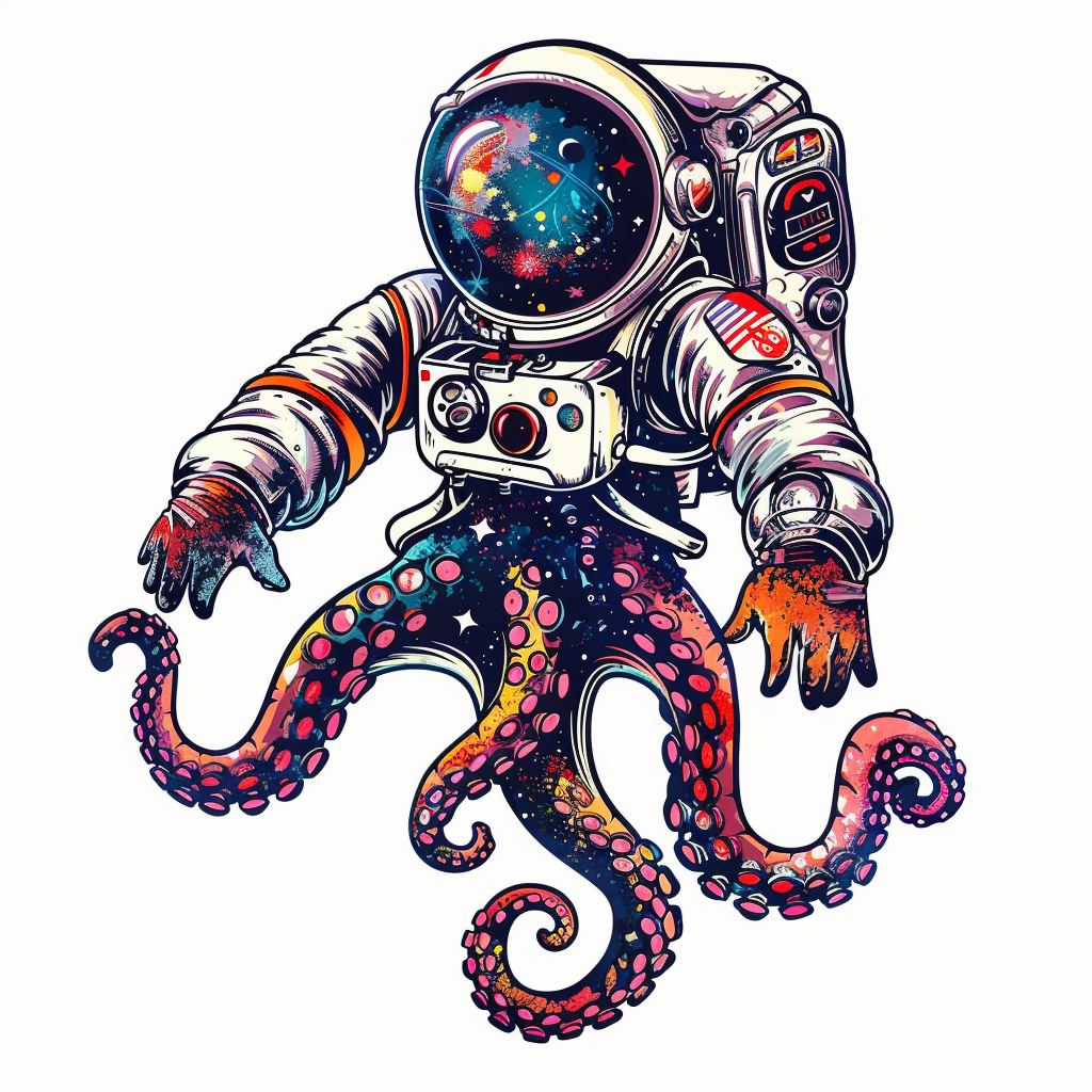 Sticker of an Octopus astronaut majestic Expressive surreal Vinyl Decal Sticker for Car, Laptop, Tumbler and more # F015421