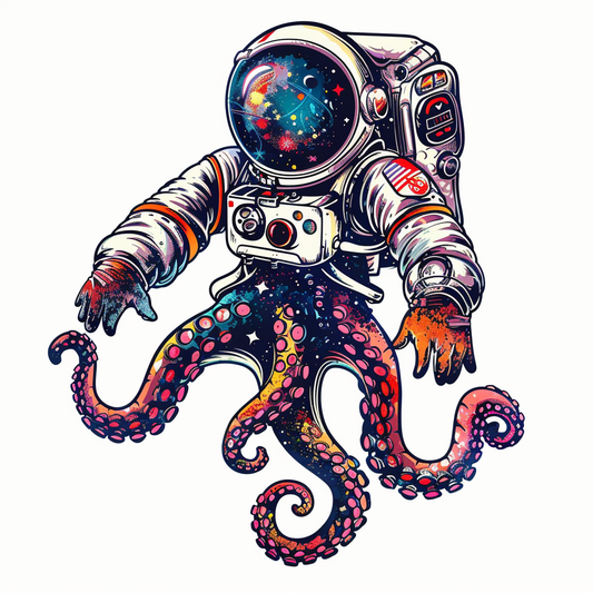 Sticker of an Octopus astronaut majestic Expressive surreal Vinyl Decal Sticker for Car, Laptop, Tumbler and more # F015421