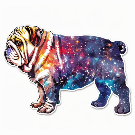 Bulldog Dog galaxy majestic Expressive surreal Vinyl Decal Sticker for Car, Laptop, Tumbler and more # F017498