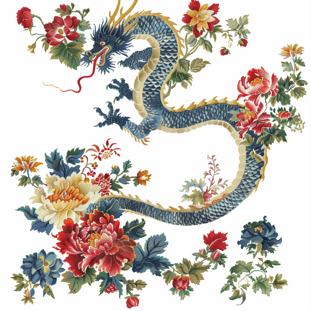 Dragon floral majestic Expressive surreal Vinyl Decal Sticker for Car, Laptop, Tumbler and more # F019057-4" x 4"