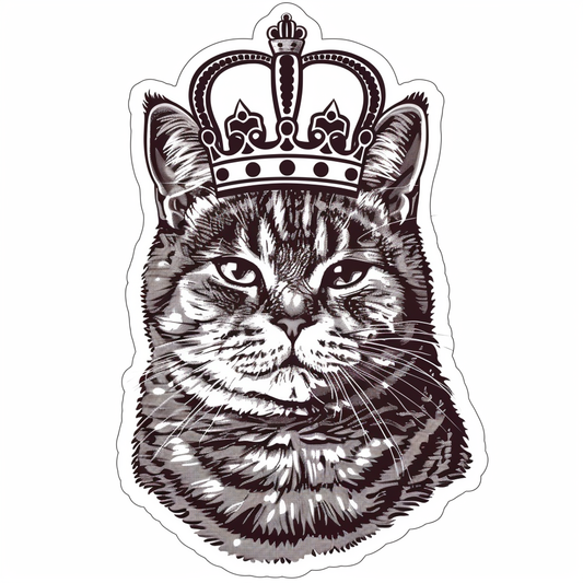 American Shorthair Cat crowned majestic Expressive surreal Vinyl Decal Sticker for Car, Laptop, Tumbler and more # F019826-4" x 4"