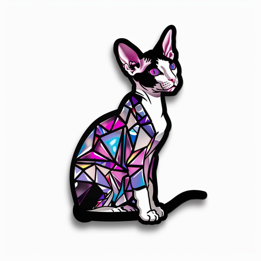 Adorable Cornish Rex Cat Expressive surreal Vinyl Decal Sticker for Car, Laptop, Tumbler and more # F021518-4" x 4"