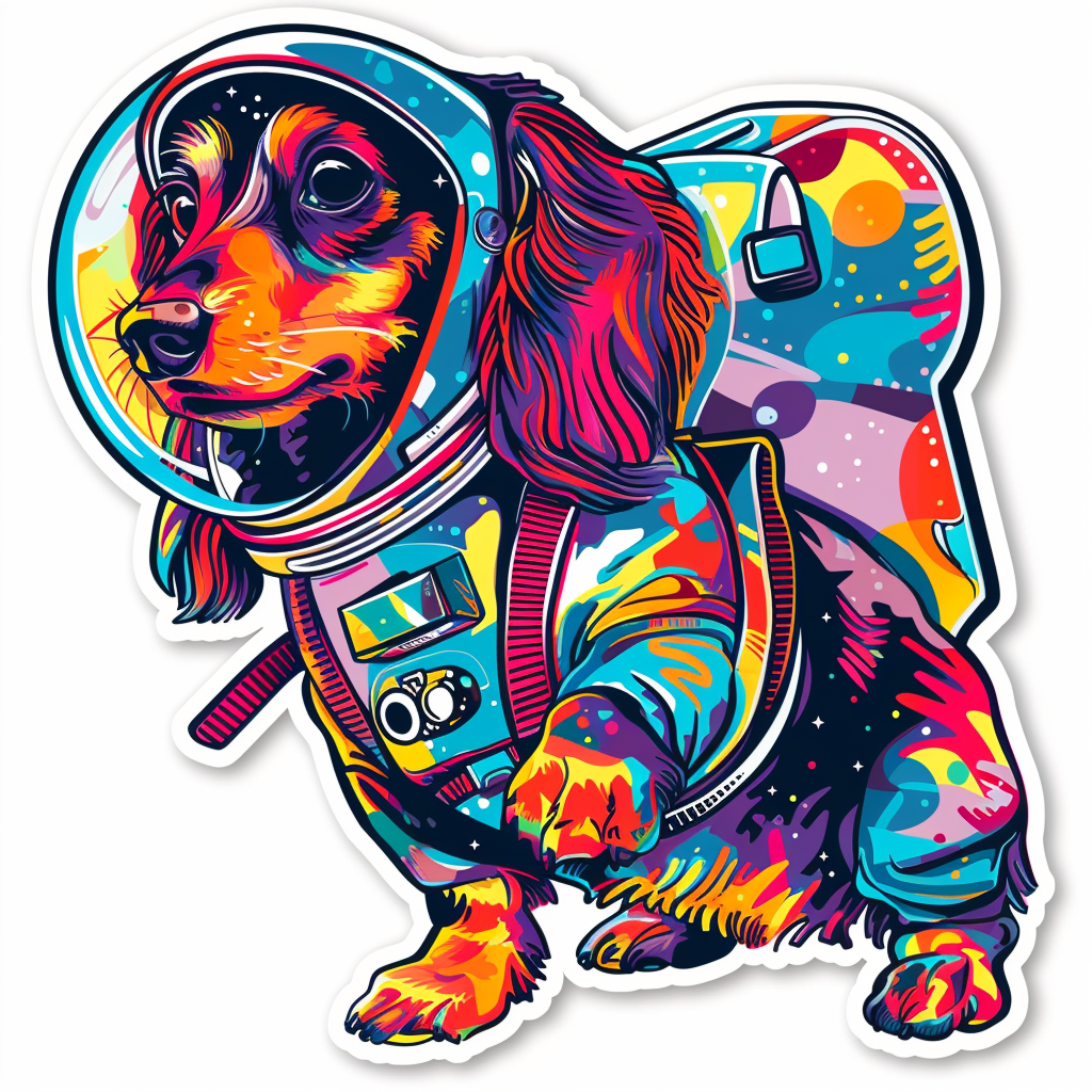 Dachshund Dog astronaut Vinyl Decal Sticker for Car, Laptop, Tumbler and more # F013165