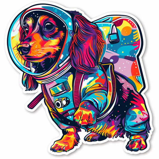 Dachshund Dog astronaut Vinyl Decal Sticker for Car, Laptop, Tumbler and more # F013165