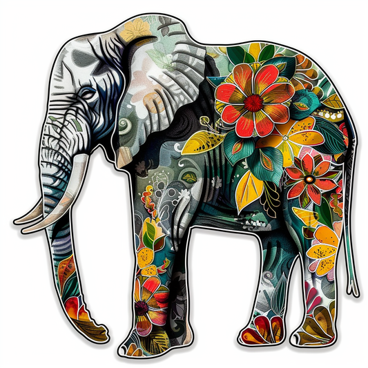 Elephant Expressive surreal Vinyl Decal Sticker for Car, Laptop, Tumbler and more # F022264-4" x 4"