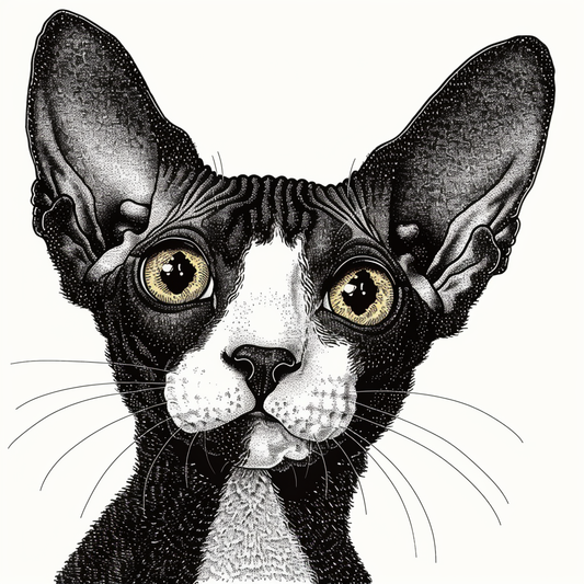 Adorable Cornish Rex Cat Expressive surreal Vinyl Decal Sticker for Car, Laptop, Tumbler and more # F021374-4" x 4"
