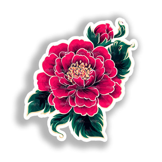 Camellia Flower Vinyl Decal Sticker for Car, Laptop, Tumbler and more # A018889-4" x 4"