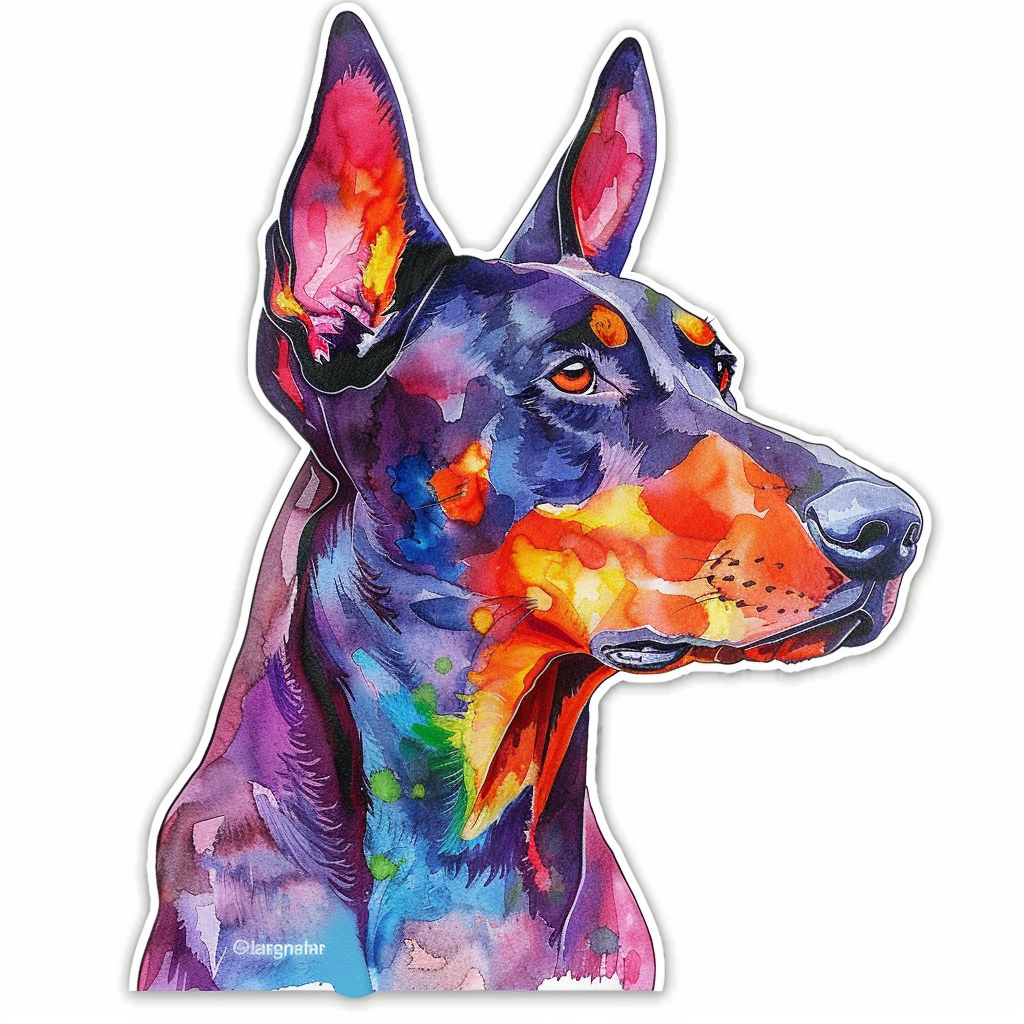 Cute and Adorable Doberman Pinscher Expressive surreal Vinyl Decal Sticker for Car, Laptop, Tumbler and more # F019432-4" x 4"