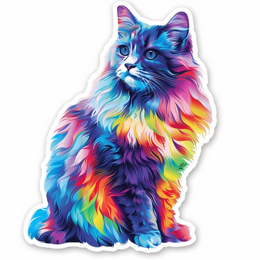 Persian Cat Expressive surreal Vinyl Decal Sticker for Car, Laptop, Tumbler and more # F016059