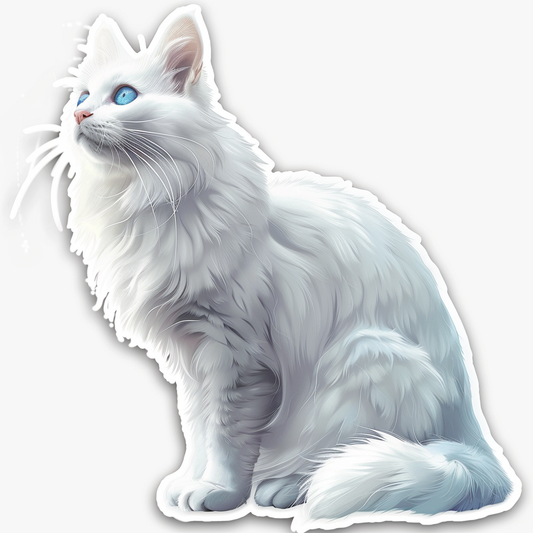 Adorable Turkish Angora Cat  Vinyl Decal Sticker for Car, Laptop, Tumbler and more # F020959-4" x 4"