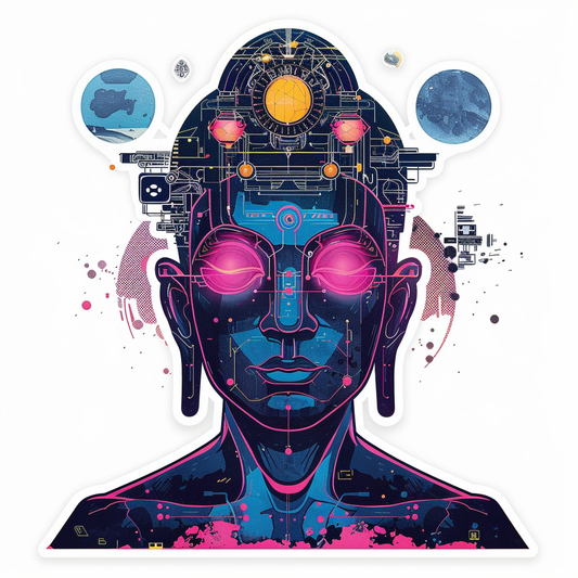 Buddha cyber punk majestic Expressive surreal Vinyl Decal Sticker for Car, Laptop, Tumbler and more # F016975