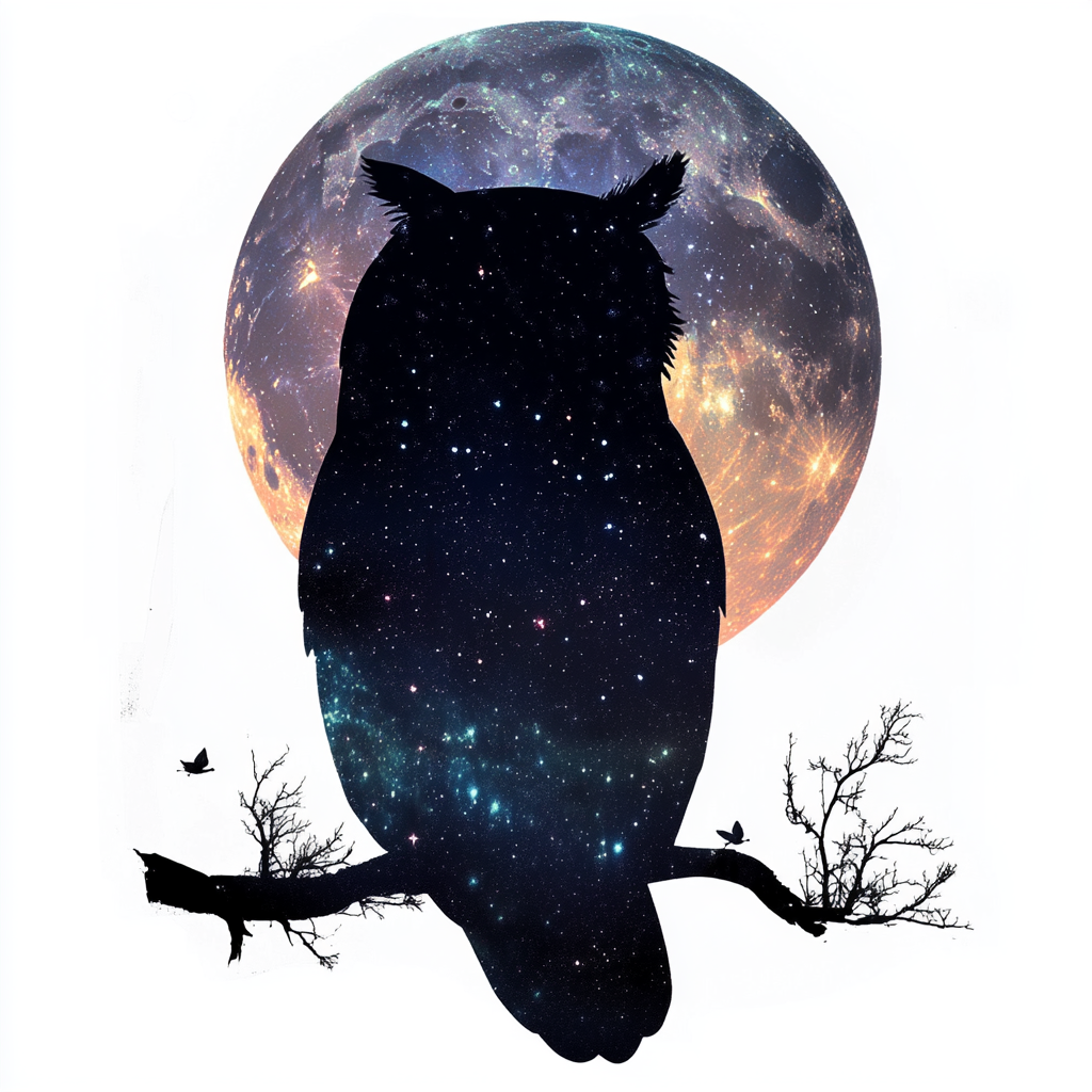 Owl Moon and Stars Vinyl Decal Sticker for Car, Laptop, Tumbler and more # F025714