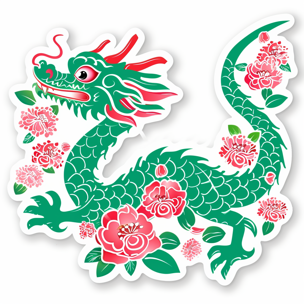 Dragon floral majestic Expressive surreal Vinyl Decal Sticker for Car, Laptop, Tumbler and more # F019082