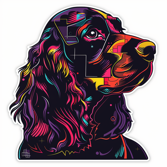 Cocker Spaniel Dog cyber punk Expressive surreal Vinyl Decal Sticker for Car, Laptop, Tumbler and more # F020079-4" x 4"