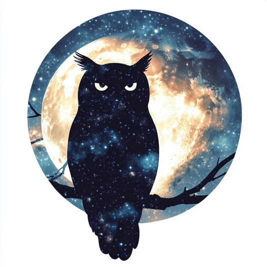Owl Moon and Stars Vinyl Decal Sticker for Car, Laptop, Tumbler and more # F025711
