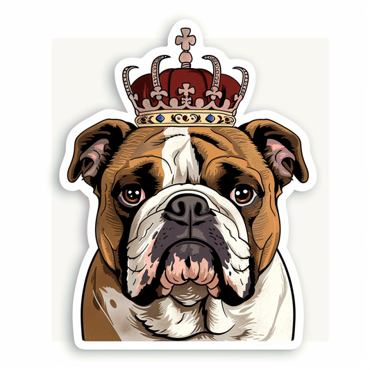Sticker of a Bulldog Dog crowned majestic Expressive surreal Vinyl Decal Sticker for Car, Laptop, Tumbler and more # F017280