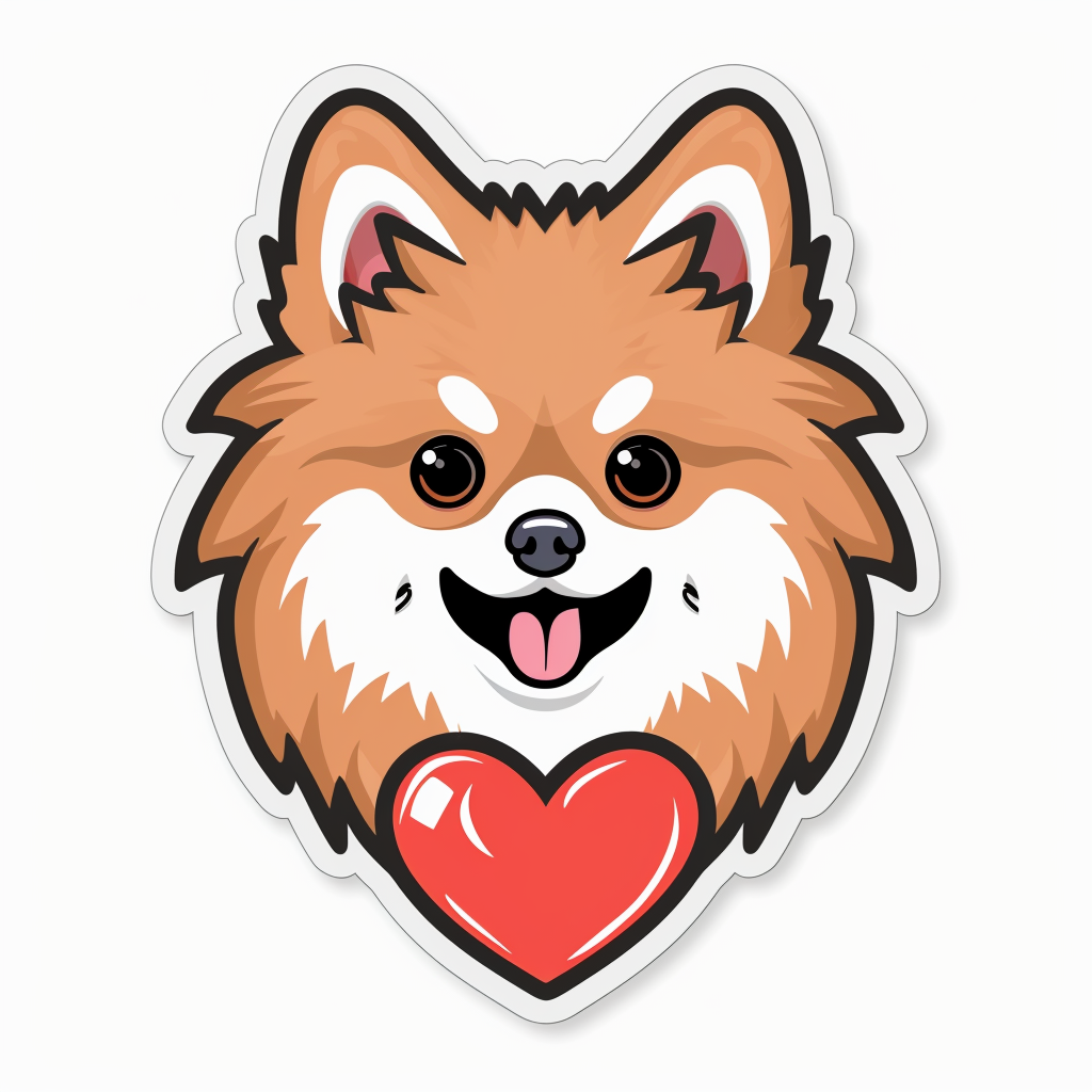 Sticker of a Pomeranian Dog majestic Expressive surreal Heartcore Vinyl Decal Sticker for Car, Laptop, Tumbler and more # F013997