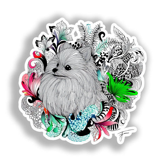 Pomeranian Dog Vinyl Decal Sticker for Car, Laptop, Tumbler and more # A017291-4" x 4"