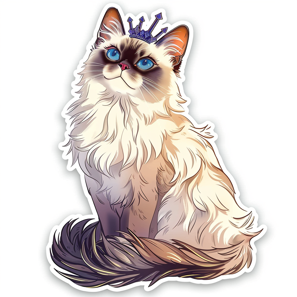 Ragdoll Cat crowned Vinyl Decal Sticker for Car, Laptop, Tumbler and more # F010204
