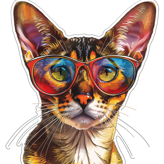 Abyssinian Cat astronaut majestic Expressive surreal Vinyl Decal Sticker for Car, Laptop, Tumbler and more # F020978-4" x 4"