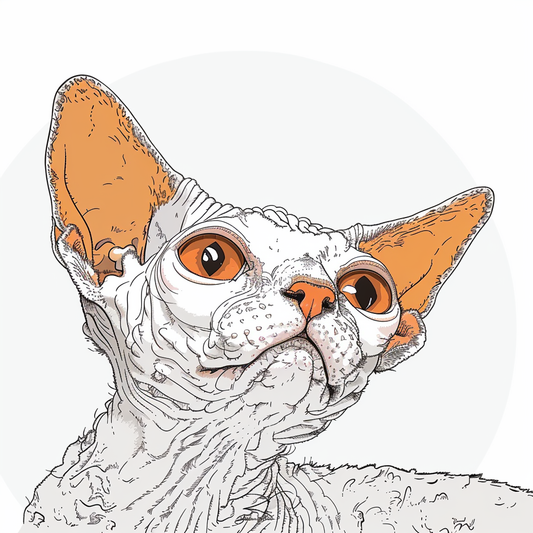 Adorable Cornish Rex Cat Expressive surreal Vinyl Decal Sticker for Car, Laptop, Tumbler and more # F021503-4" x 4"