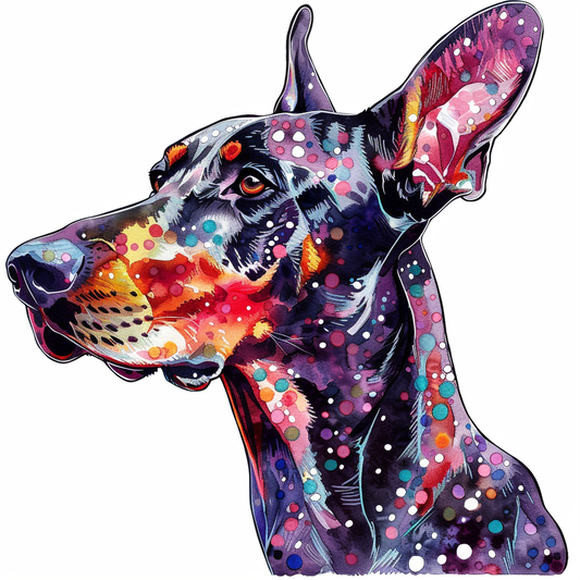 Sticker of a Doberman Pinscher Dog majestic Expressive surreal Vinyl Decal Sticker for Car, Laptop, Tumbler and more # F019202