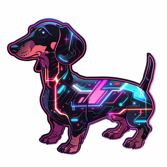 Dachshund Dog cyber punk Vinyl Decal Sticker for Car, Laptop, Tumbler and more # F012912
