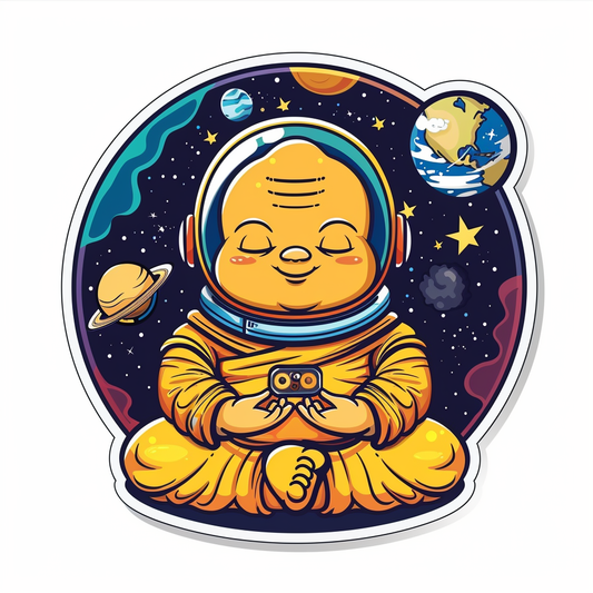 Sticker of a Cute and Adorable Buddha full body space suit Expressive surreal Vinyl Decal Sticker for Car, Laptop, Tumbler and more # F017181
