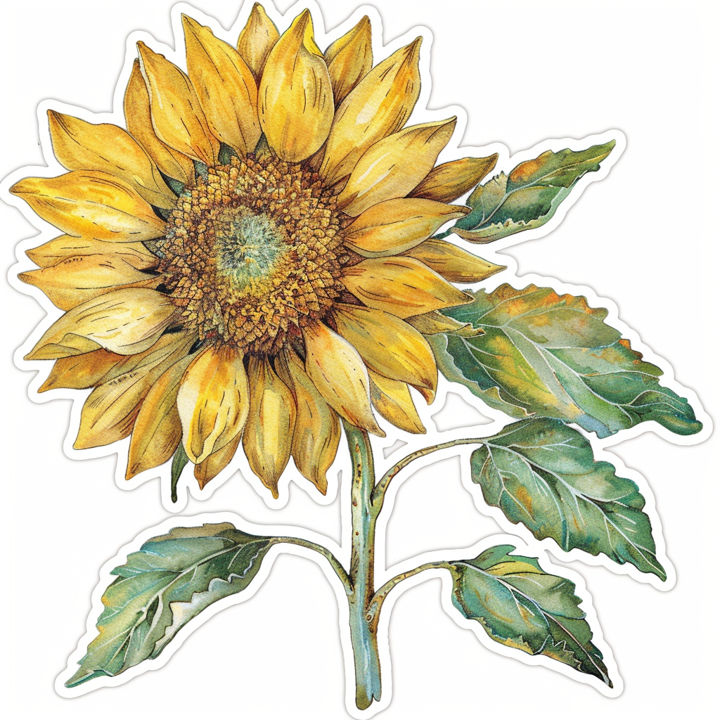 Sunflower flower majestic Expressive surreal Vinyl Decal Sticker for Car, Laptop, Tumbler and more # F023083