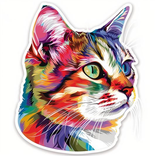 American Shorthair Cat majestic Expressive surreal Vinyl Decal Sticker for Car, Laptop, Tumbler and more # F019867-4" x 4"