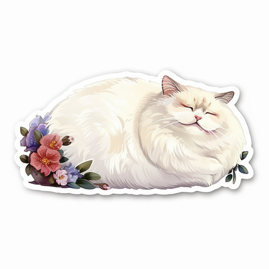 Adorable Turkish Angora Cat  Vinyl Decal Sticker for Car, Laptop, Tumbler and more # F021015-4" x 4"