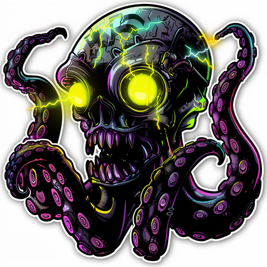 Octopus cyber punk majestic Expressive surreal Vinyl Decal Sticker for Car, Laptop, Tumbler and more # F015595