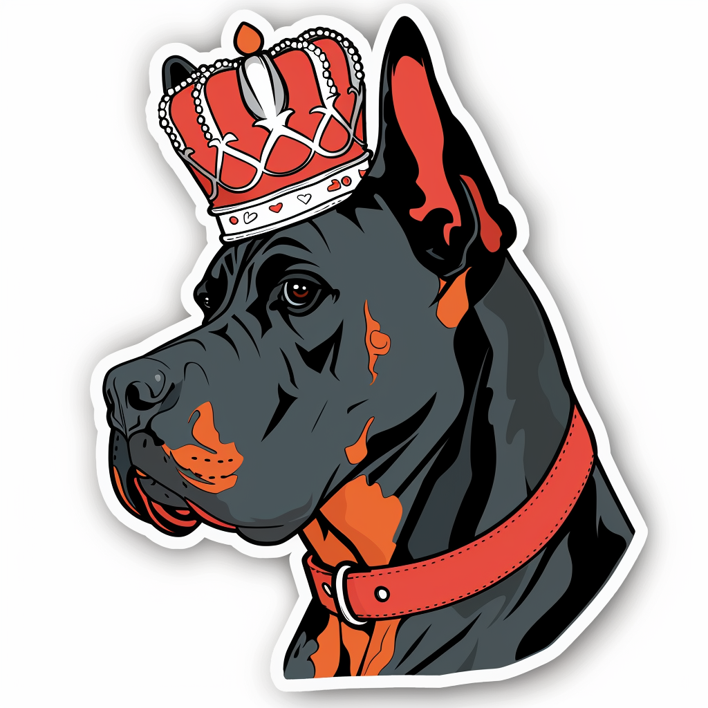Great Dane Dog crowned majestic Expressive surreal Vinyl Decal Sticker for Car, Laptop, Tumbler and more # F017802