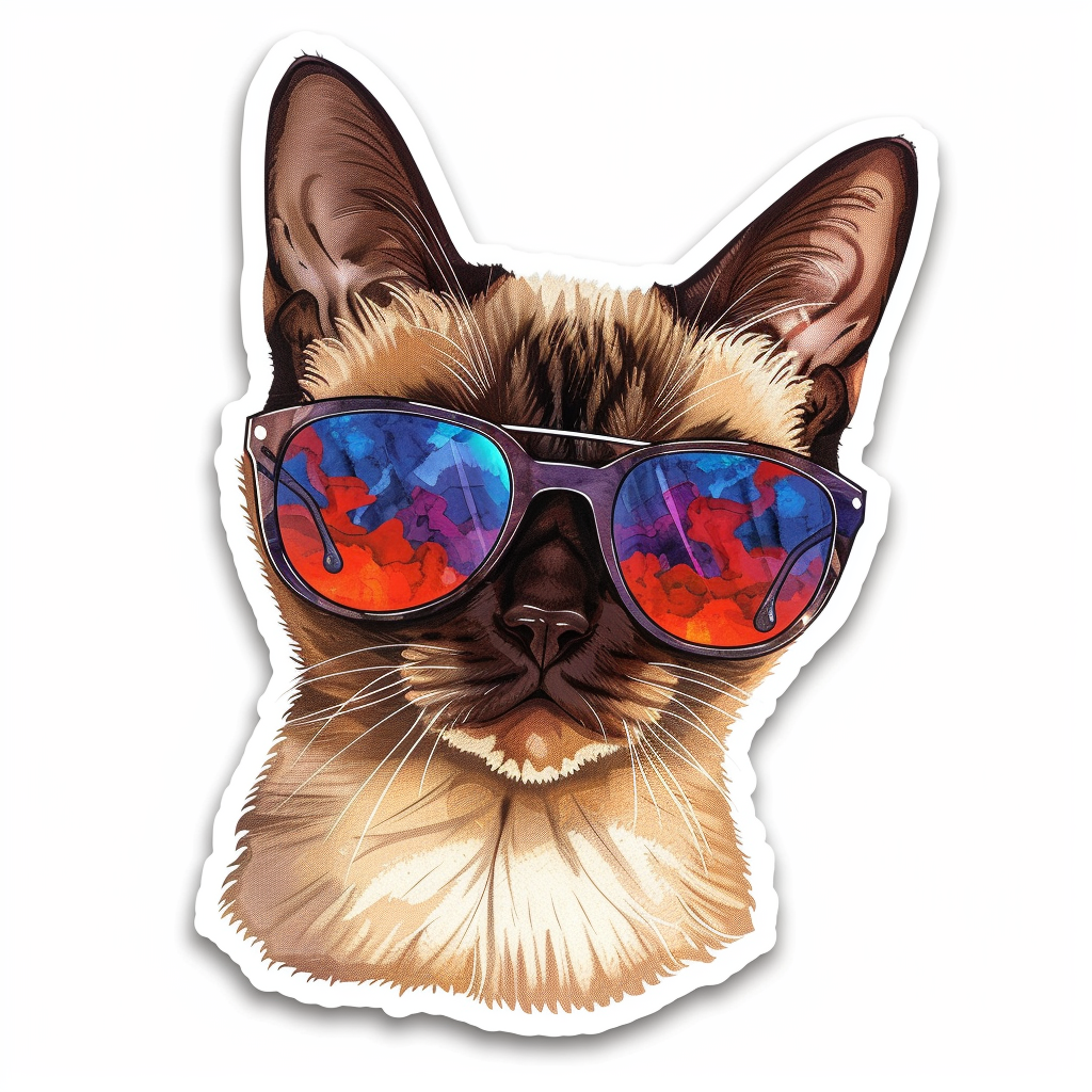 Burmese Cat wearing sunglasses Vinyl Decal Sticker for Car, Laptop, Tumbler and more # F010953